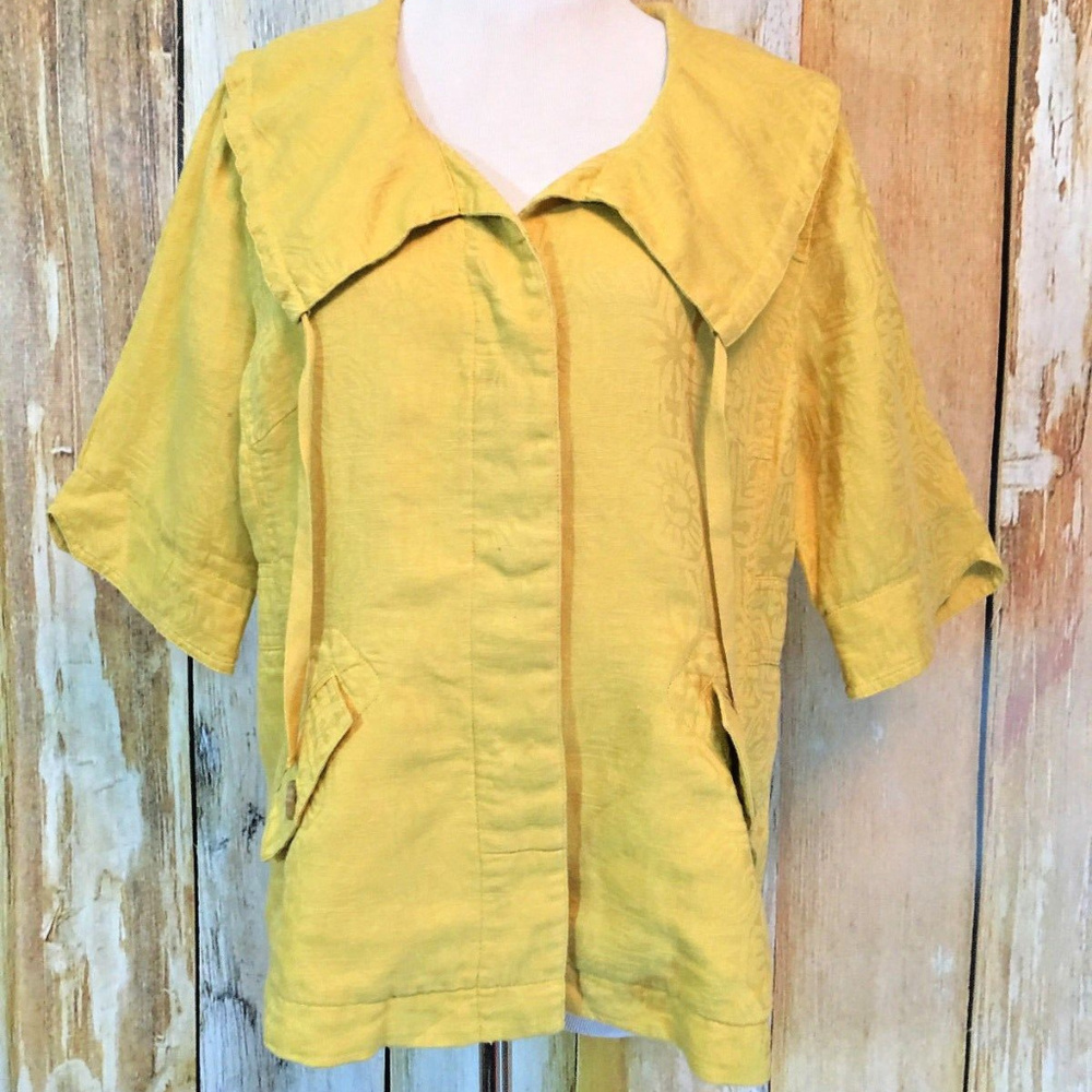Coldwater Creek Jacket Mustard Yellow Linen sz 12 - Picture 1 of 4
